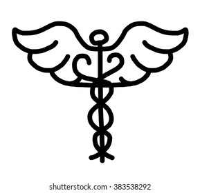 medicine symbol / cartoon vector and illustration, black and white, hand drawn, sketch style, isolated on white background.