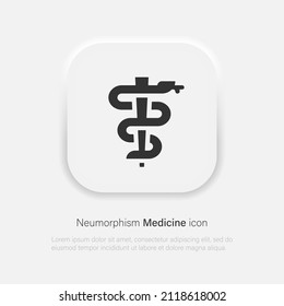 Medicine symbol for healthcare design. Vector line illustration. Symbol, logo illustration. Vector icon in neumorphism style