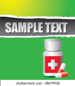 medicine symbol on green ripped advertisement