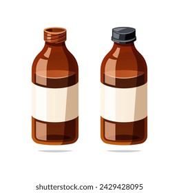 Medicine syrup bottle vector isolated on white background.