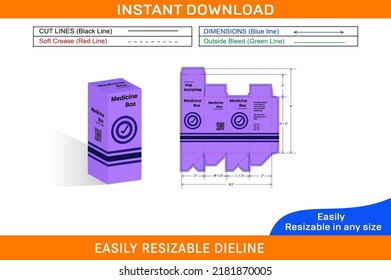 Medicine syrup box packaging design template 