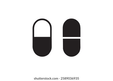Medicine tablet capsules icon vector silhouette isolated in white background