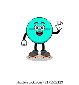 medicine tablet cartoon doing wave hand gesture , character design