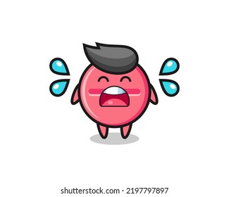 medicine tablet cartoon illustration with crying gesture , cute design