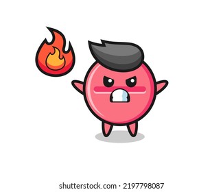 medicine tablet character cartoon with angry gesture , cute design
