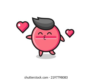 medicine tablet character cartoon with kissing gesture , cute design