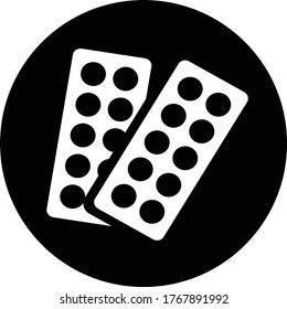 Medicine, Tablet icon / black vector graphics