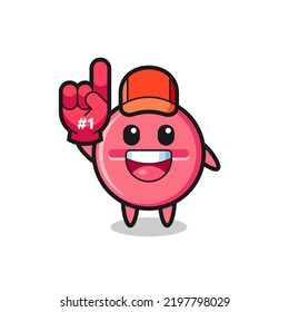 medicine tablet illustration cartoon with number 1 fans glove , cute design