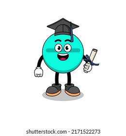 medicine tablet mascot with graduation pose , character design