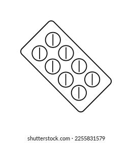 medicine tablet strip outline vector illustration eps 