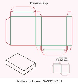 Medicine - Tablets Box for 24 Tablets - Size 7x8.7x1.6 cm - Die cut - Template