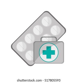 medicine tablets and first aid kit  icon