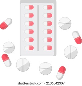 Medicine tablets, illustration, vector on a white background.