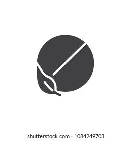 Medicine tablets and leaf vector icon. filled flat sign for mobile concept and web design. Herbal medicine drug simple solid icon. Symbol, logo illustration. Pixel perfect vector graphics