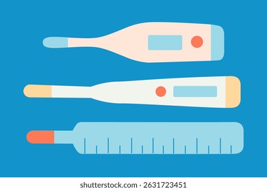 Termómetro de la medicina fijado en estilo del doodle en Vector. Elemento para App pegatinas Sitio web logotipo icono de impresión