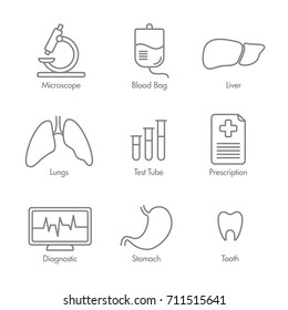 Medicine thin line icons. Vector elements for web, mobile, applications, prints