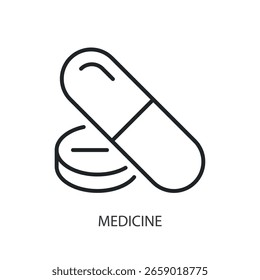 Ícones de vetor de linha fina de medicamentos.