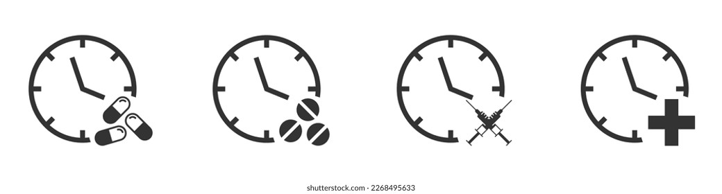 Medicine time icon. Dose time icon. Vector illustration.