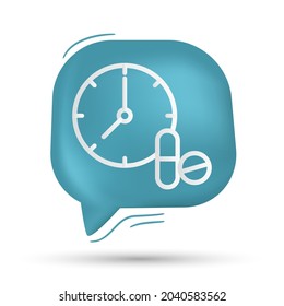 vector de icono del tiempo de la medicina en burbuja del habla - Diseño moderno