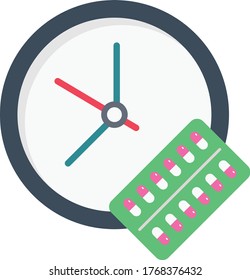 medicine time vector flat color icon