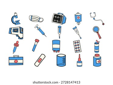 Conjunto de Ícones de Elemento de Ferramentas de Medicamento 
