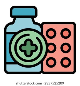 Medicine tools icon outline vector. Hospital room. Clinic care color flat