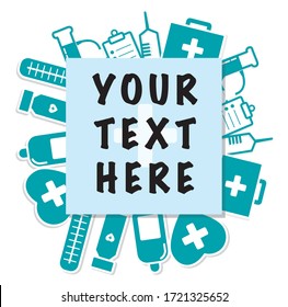 Medicine Tools with Text isolated in white background.