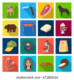 medicine, trade, business and other web icon in flat style. nature, textiles, salon icons in set collection.