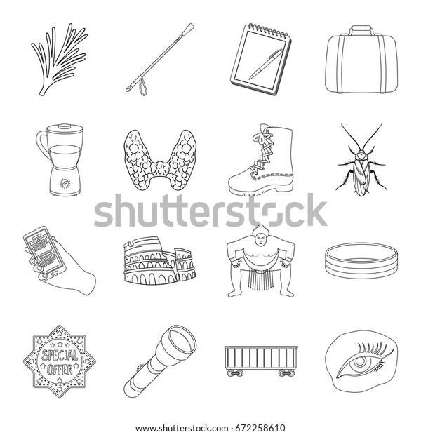 medicine,\
travel, sports and other web icon in outline style.training,\
insect, transportation icons in set\
collection.
