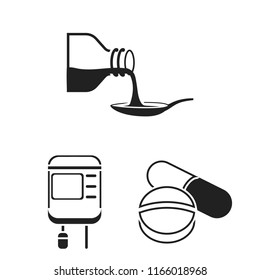 Medicine and treatment black icons in set collection for design. Medicine and equipment vector symbol stock web illustration.