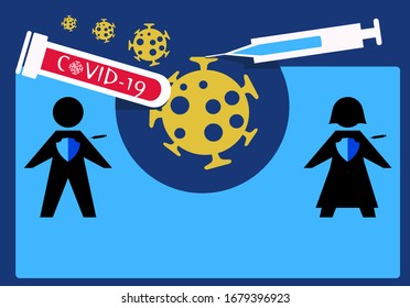 Medicine or trial vaccine for Coronavirus especially for Covid-19. Editable clip art.