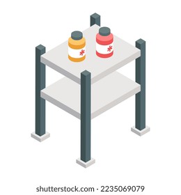 Medizinisches Trolleysymbol, bearbeitbarer Vektorgrafik 
