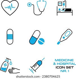 Medizin und Krankenhaus - Symbol-Set - Piktogramm