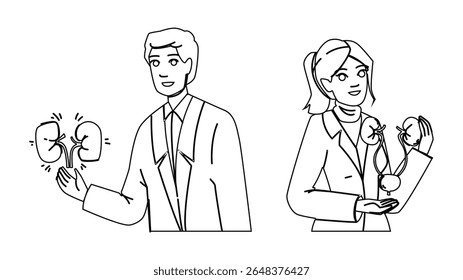 medicine urologist health vector. cancer man, hospital medical, disease male medicine urologist health character. people black line pencil drawing illustration