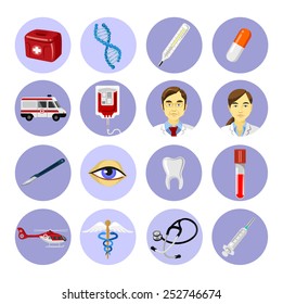 Medicine vector flat icons set