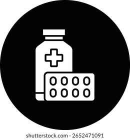 Ícone do vetor de medicamento. Pode ser usado para impressão, aplicativos móveis e da Web.