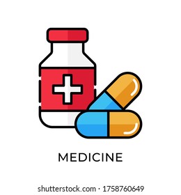  Icono vectorial de la medicina diseño plano aislado en fondo blanco. Ilustración vectorial médica.