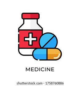  Medizin Vektorsymbol flaches Design einzeln auf weißem Hintergrund. Medizinische Vektorgrafik.