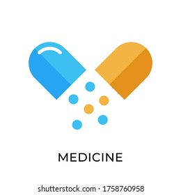 Medicine vector icon flat design isolated on white background. Medical vector illustration.