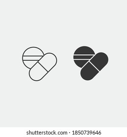 píldora de iconos vectoriales de medicina y tablet