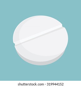 Medicine vector icon pills or tablets, capsules on blue background.