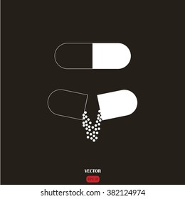Medicine vector icon pills or tablets, capsules.