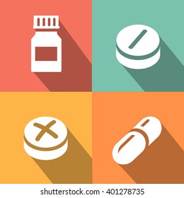 Medicine vector icon pills or tablets, capsules.