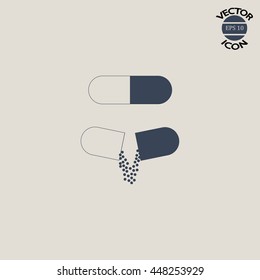 Medicine vector icon pills or tablets, capsules.