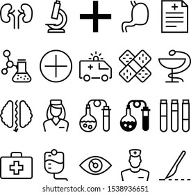 medicine vector icon set such as: vision, man, collection, adhesive, knife, homeopathy, mind, vehicle, intravenous, sickness, gaster, micro, caduceus, beaker, surgical, genius, enlarge, bag, cover