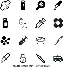 medicine vector icon set such as: cut, plaster, cholera, drip, round, protection, pipett, virus, tweezers, femur, transportation, magnification, development, iv, bacterium, smart, transport, leg