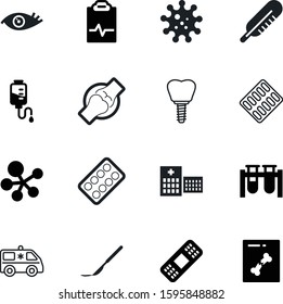 medicine vector icon set such as: service, implants, model, femur, bright, animal, cross, molecules, optical, organism, transport, blade, fever, people, research, metal, transportation, tooth, heart