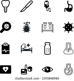 medicine vector icon set such as: dentist, implants, element, surgical, cholera, blade, first, root, tooth, kit, dental, light, drug, handle, body, instrument, room, steel, case, pressure