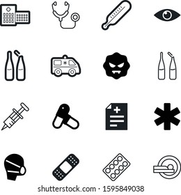 medicine vector icon set such as: vision, pain, strip, microbe, tomography, tool, pack, cover, accident, scale, emblem, transport, syringe, star, transportation, blister, plaster, measuring, view