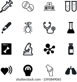 medicine vector icon set such as: electronics, flu, aspirin, pulmonary, construction, heart, breath, people, building, beat, tool, lens, ampoule, chest, molecules, radiology, microscope, sample